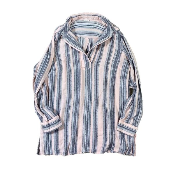 Tea Rose Boutique Pink Embroidered Tunic Top Size Large Popover Long Sleeve - Picture 1 of 6